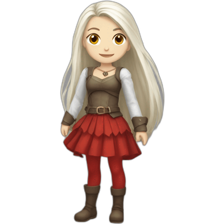 rpg-girl-with-long-white-hair-and-red-skirt and tights emoji