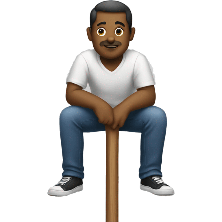 Man sitting down on a stick emoji