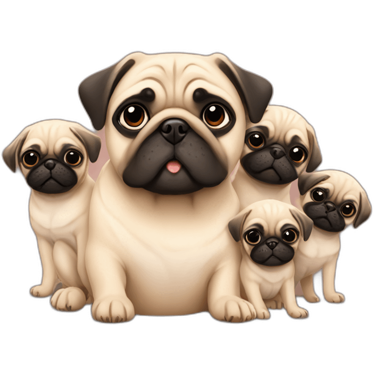 mom pug with her little puppies emoji