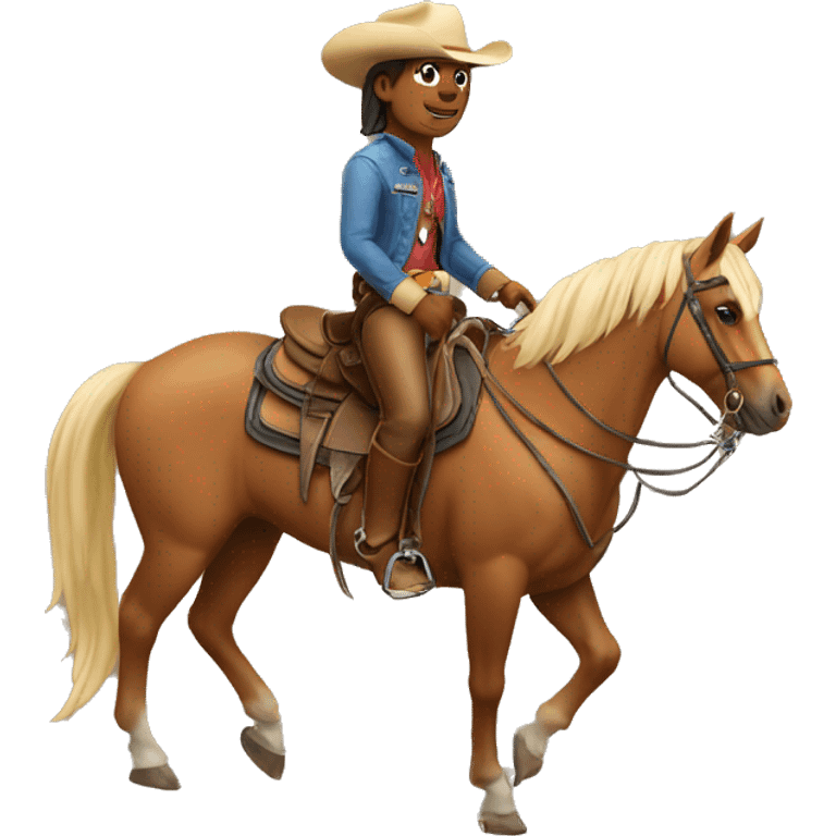 Macan in a cowboy hat on a horse. emoji