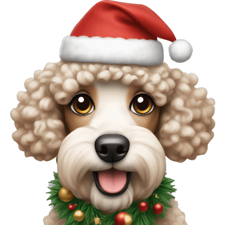 Poodle dog wearing Christmas hat  emoji