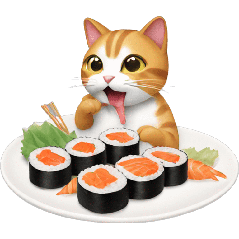 A cat eating sushi emoji