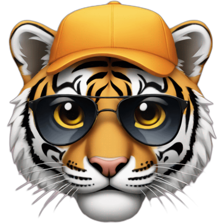 Tiger with sunglasses and cap emoji