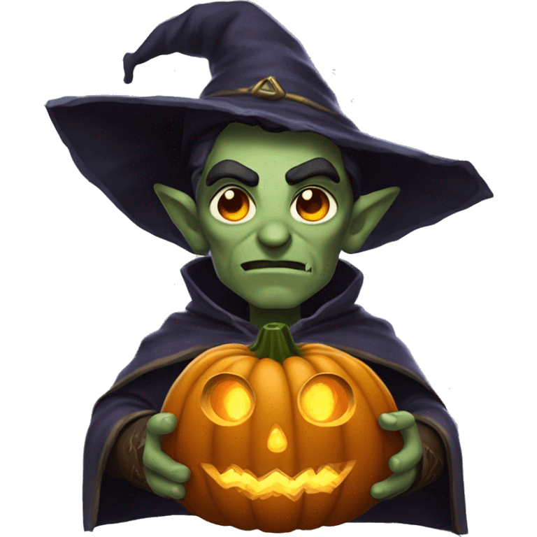 half-orc male wizard necromancer pumpkin emoji