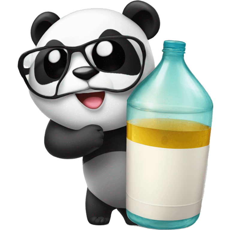 Panda con lentes de botella emoji