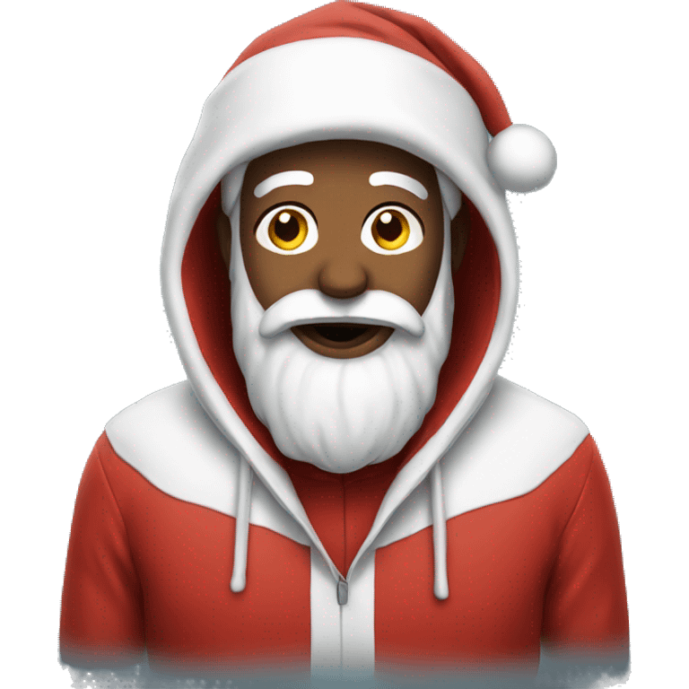 Santa wearing a hoodie emoji