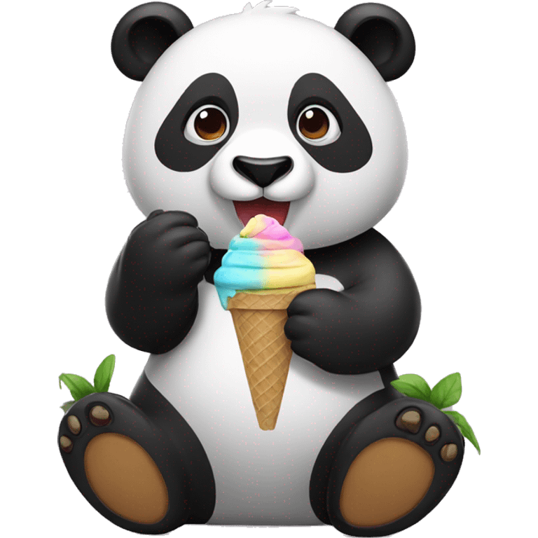 Panda eating ice cream emoji