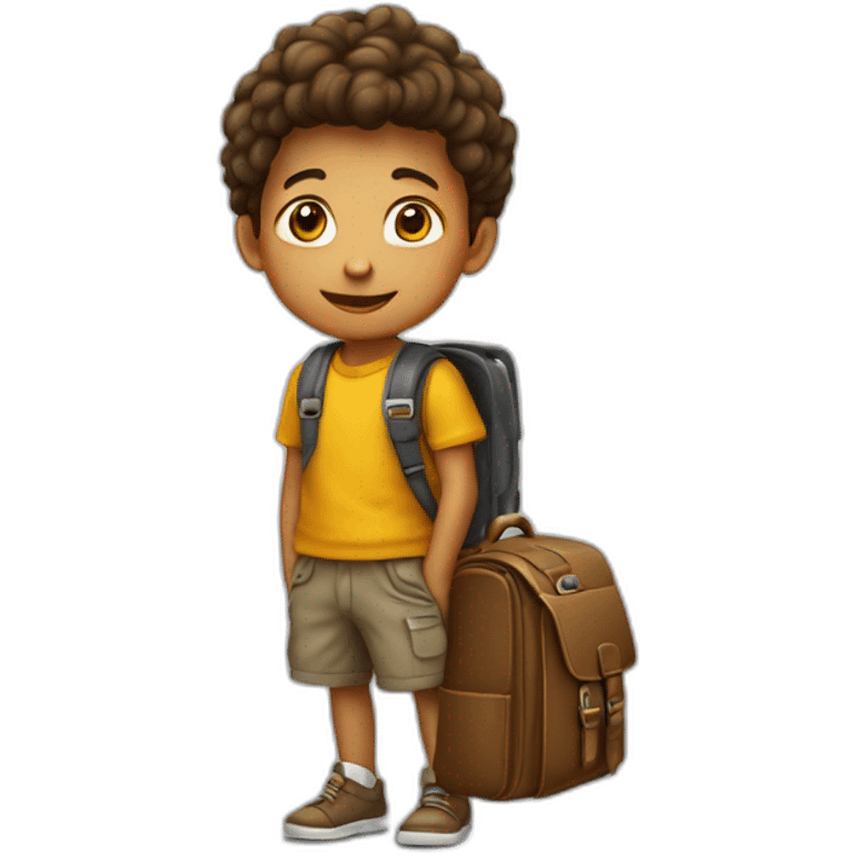 Enfant brun avec un cartable emoji