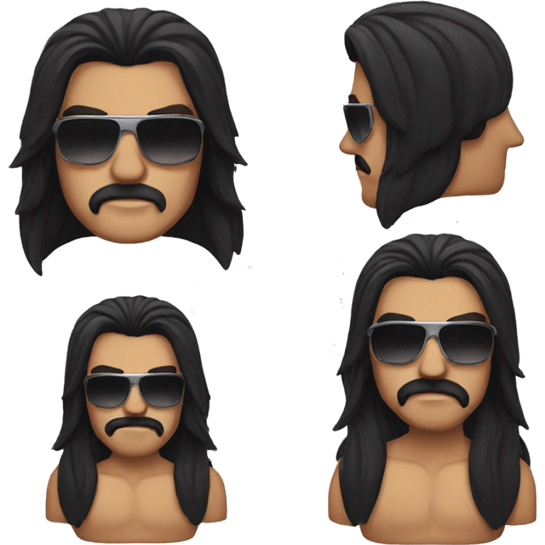 gladiator with long black hair, black moustache and sunglasses emoji