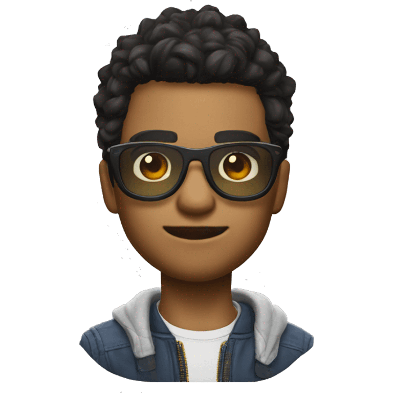 Emoji de chico con ropa de free fire y con unos lentes emoji