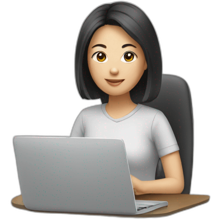 asian woman working on laptop emoji