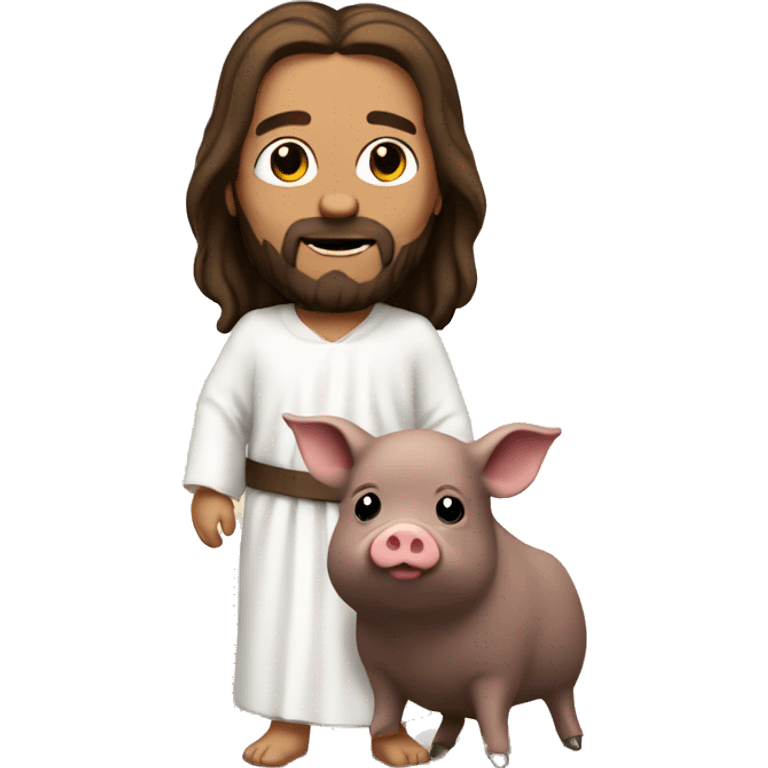 Jesus with cute dark genua pig emoji