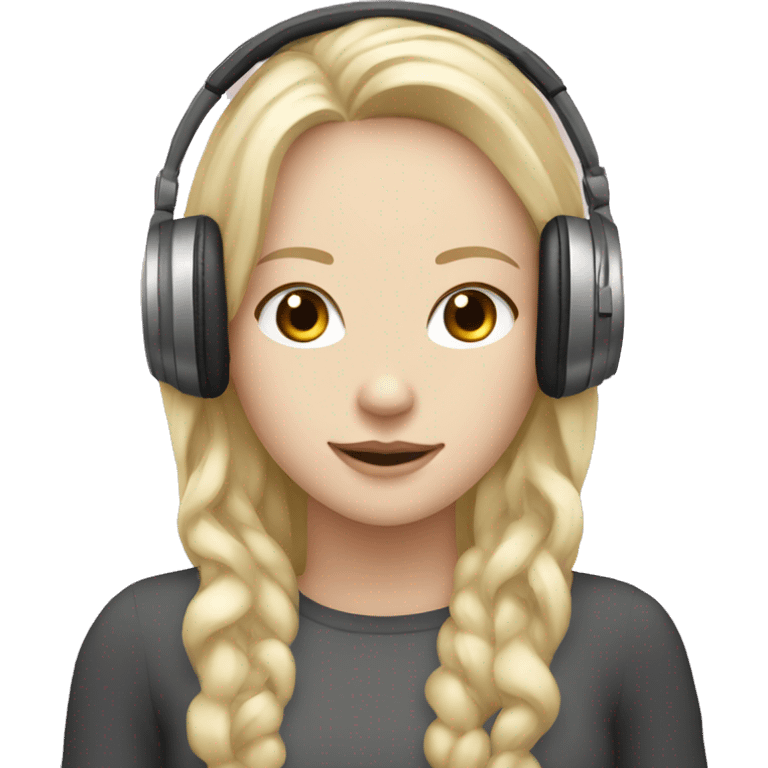 Two pale skin Girls  with headphones one brunette hair one blonde hair  emoji