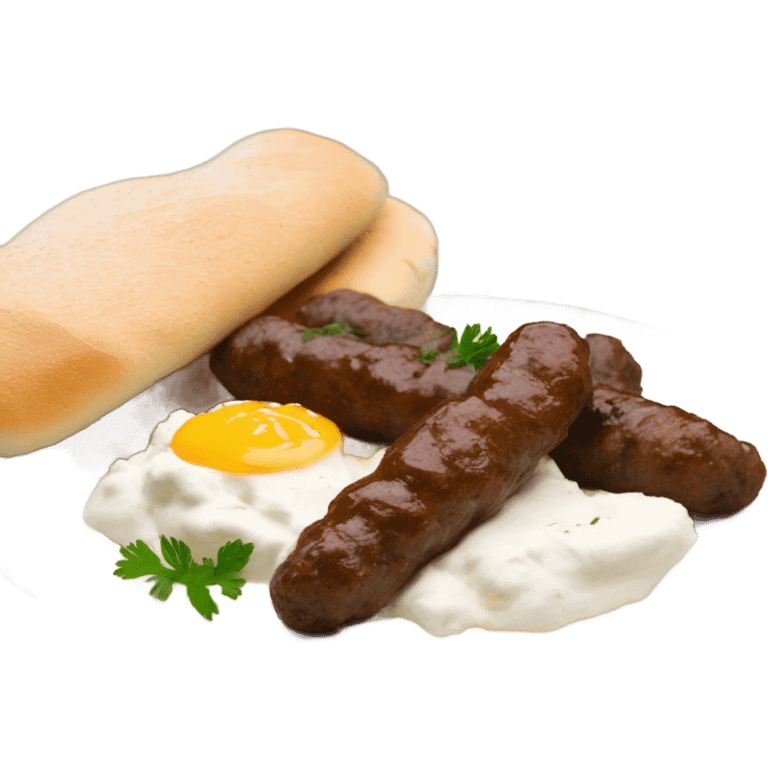 Bosnian cevapi with somun and kaymak emoji