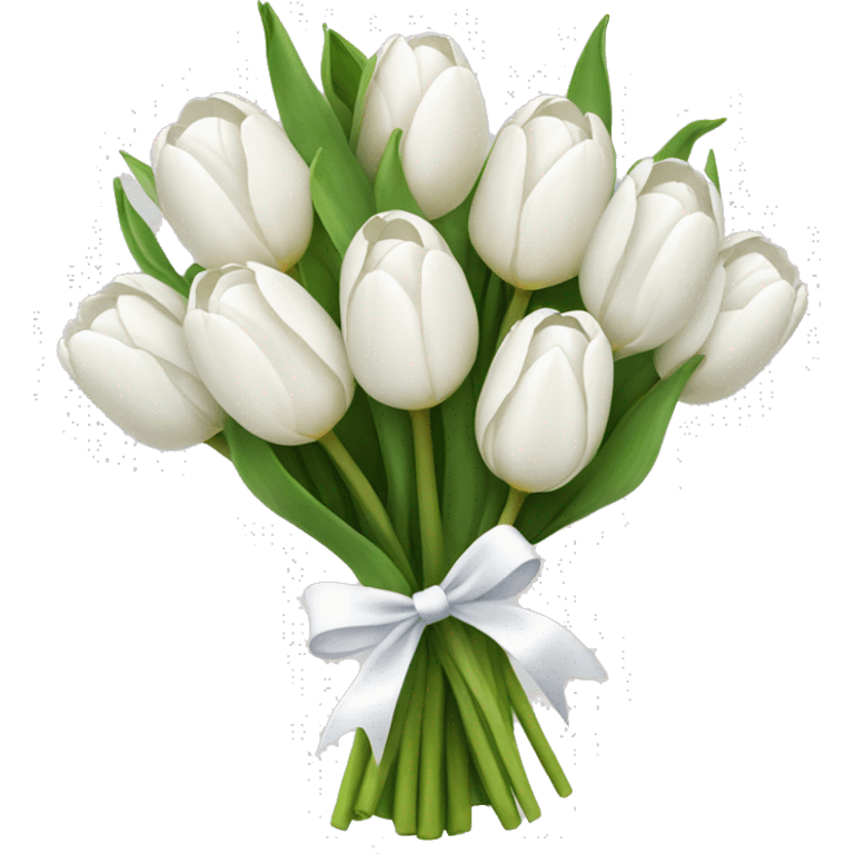 bouquet of white tulips and white bow emoji