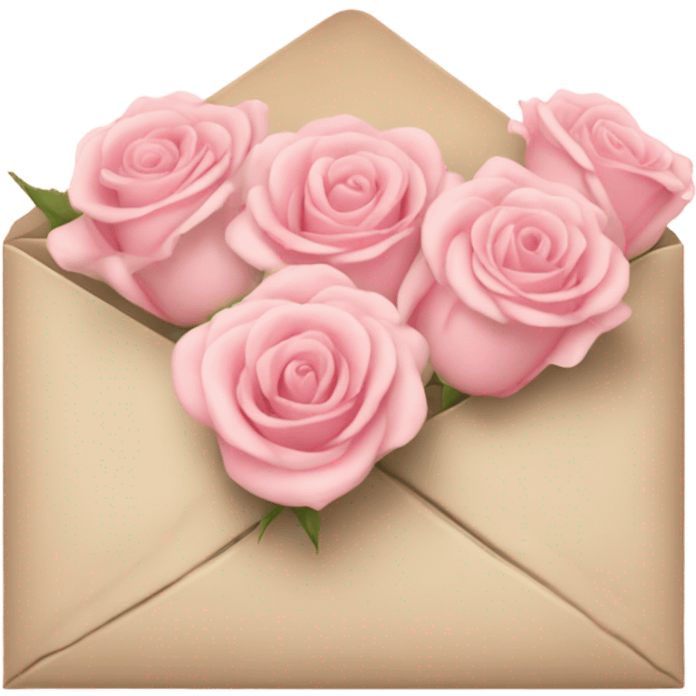 beige envelope with light pink roses emoji