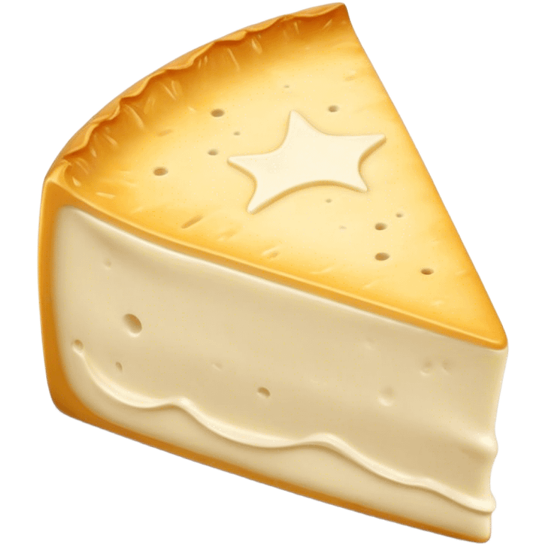 Cinematic Realistic Brie Cheese Emoji, featuring a creamy, soft-ripened cheese with a delicate rind rendered with lifelike detail and inviting, natural lighting. emoji