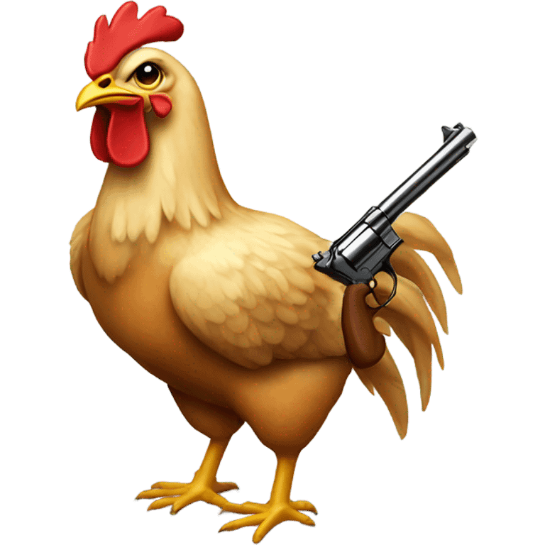 Chicken holding guns emoji