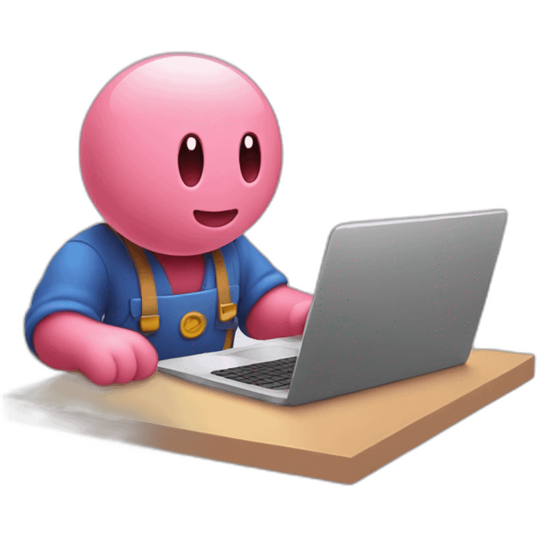 kirby working on laptop emoji