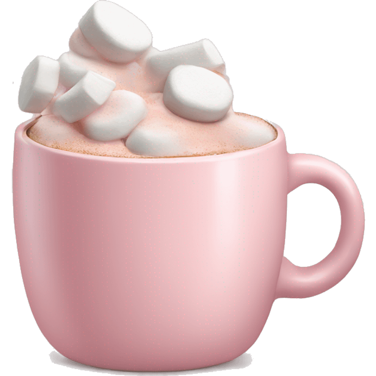 Light Pink mug of hot chocolate with marshmallows  emoji