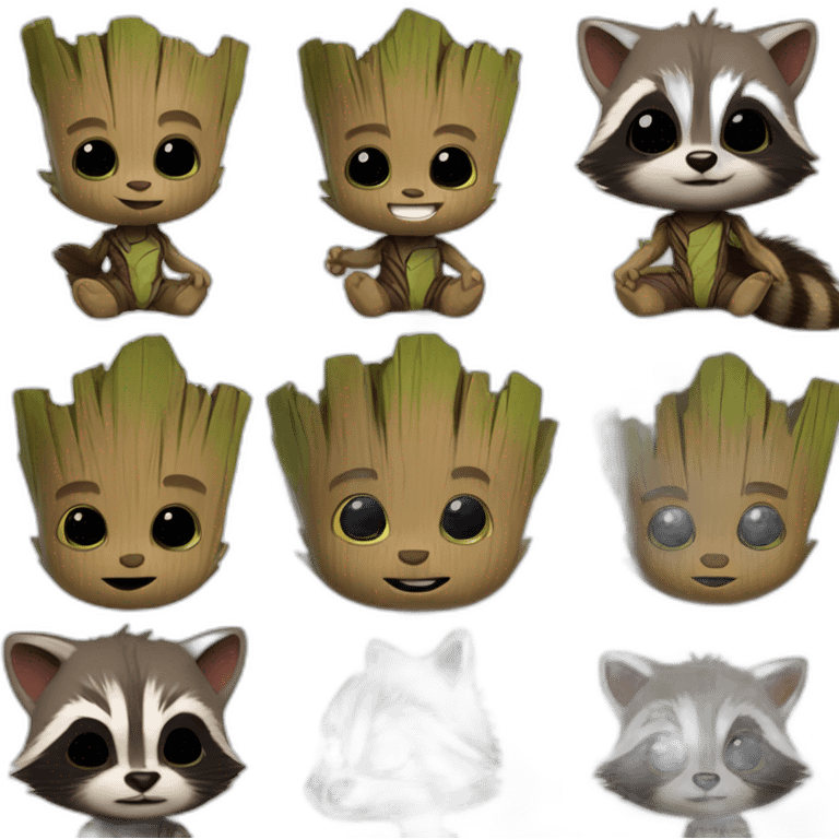 baby groot and rocket racoon emoji