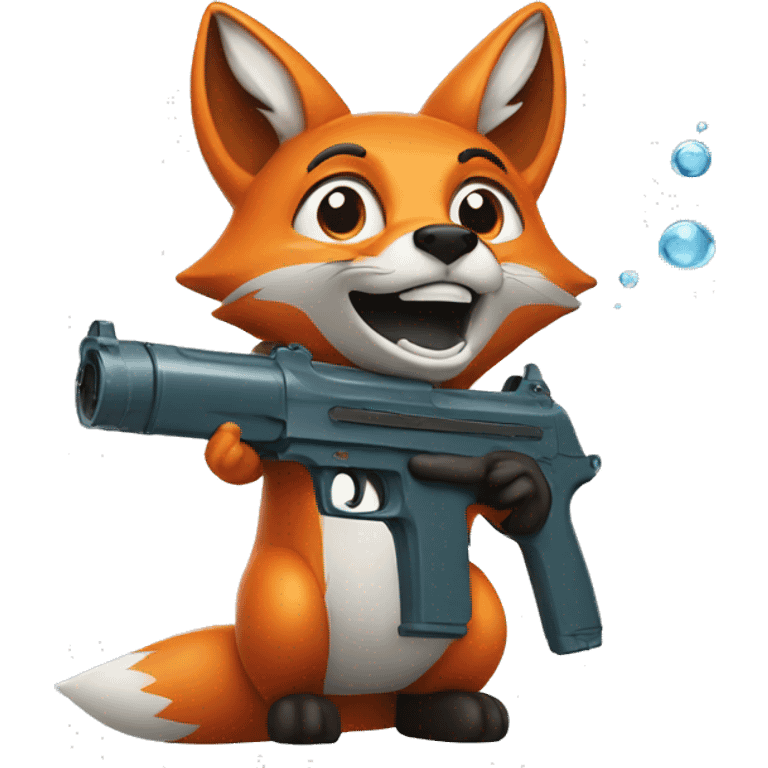 Fox with a water gun emoji