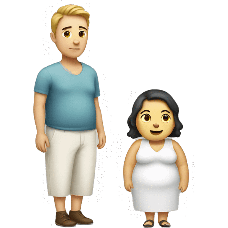 Fat woman and thin man emoji