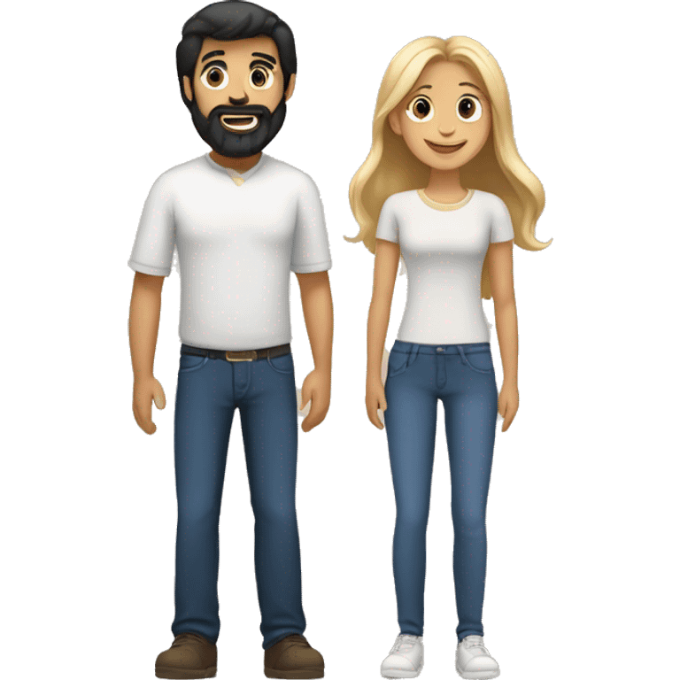 White Family of dad with black hair and beard, mom with light brown long hair, and daughter with medium dark blonde hair   emoji