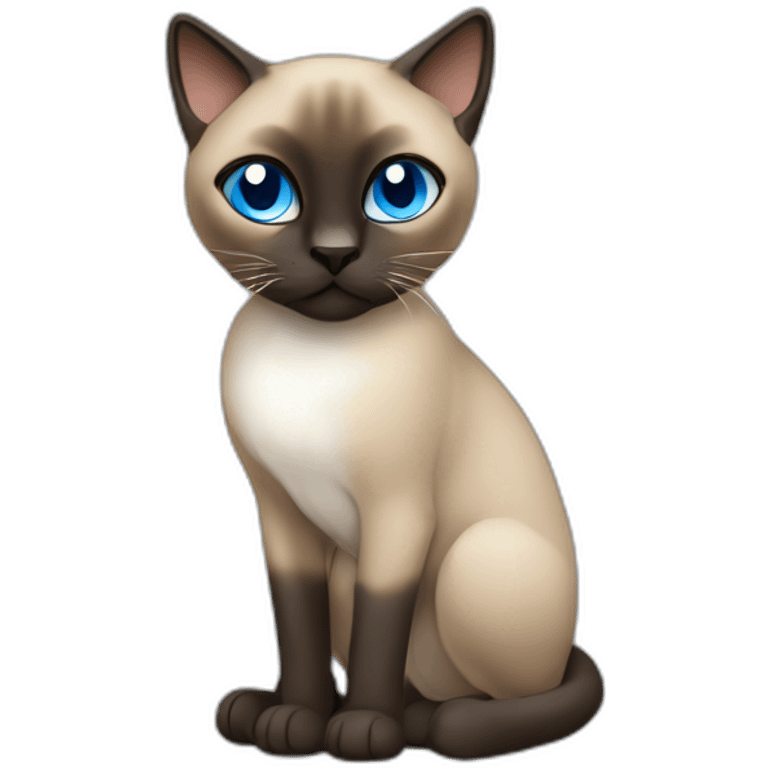 Khaki brown and black siamese Cat with blue eyes and white chin emoji