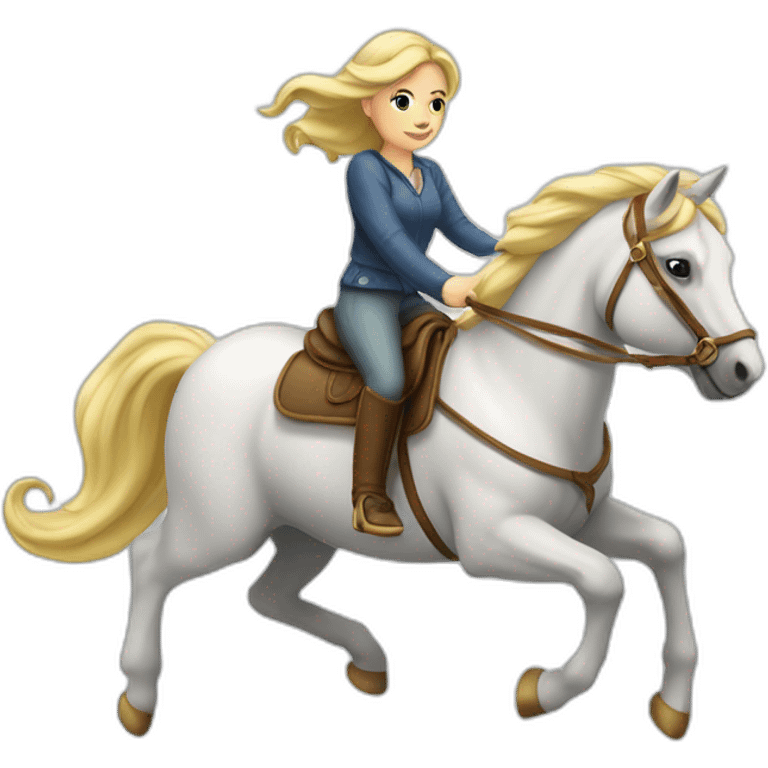 Une blonde sur une licorne ailée  emoji