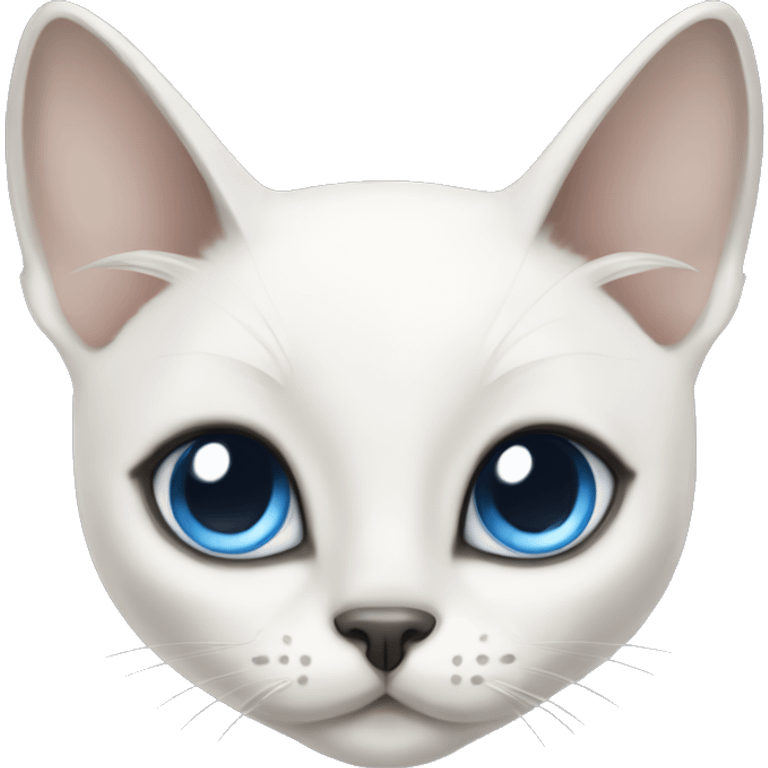 extremely cute kawaii white siamese cat with gray markings and blue eyes emoji