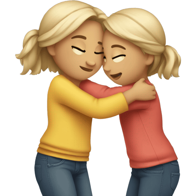 two girls are hugging  emoji