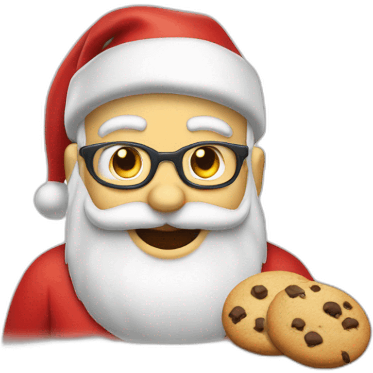 Pere noel entrain de bruler des cookies emoji