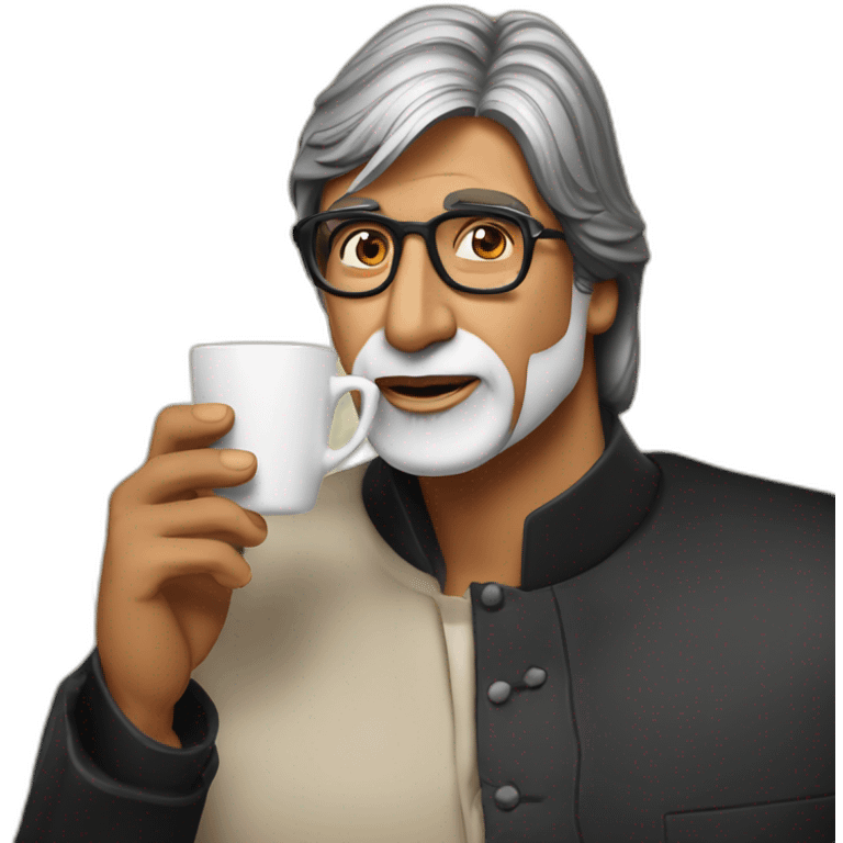 Amitabh Bachchsb drinking coffee emoji