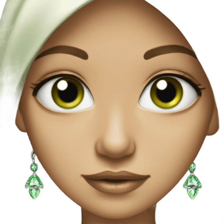 elegant brunette green eyed girl with jewellery  emoji