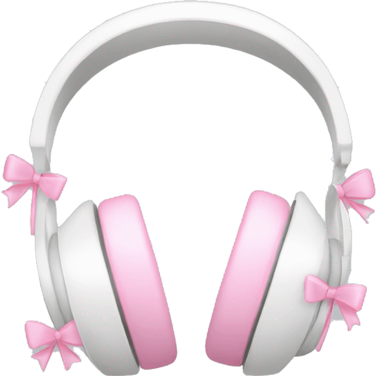 white headphones with baby pink bows emoji