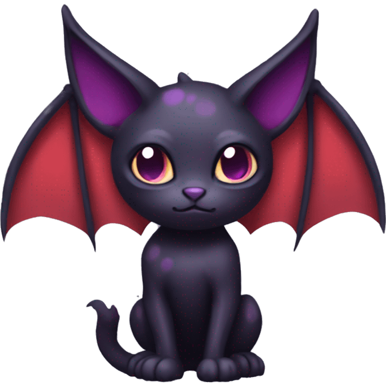 Cute cool dark black red purple bat cat Fakemon full body emoji