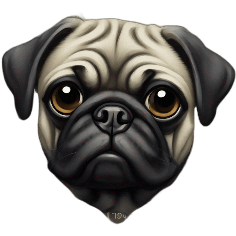 A cyberpunk black pug in Art Nouveau style during 1910 emoji