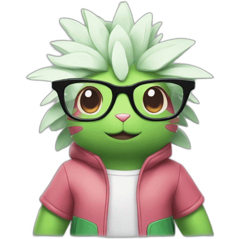 Shaymin pokemon wearing glasses emoji