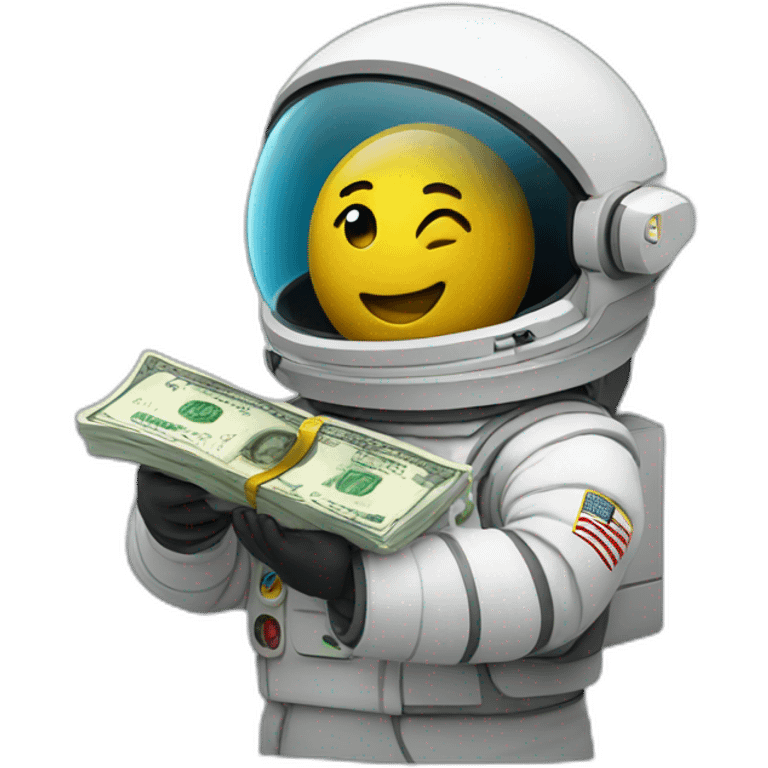 An astronate showing money emoji