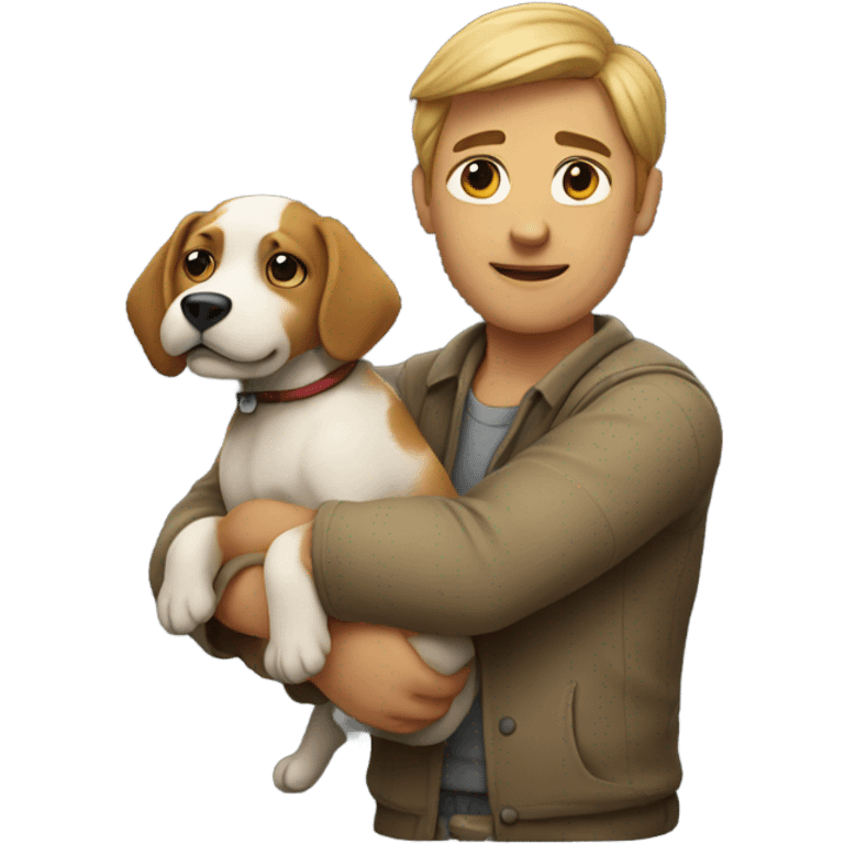 Man holding a dog  emoji