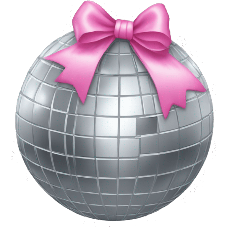 Silver disco ball with a pink bow  emoji