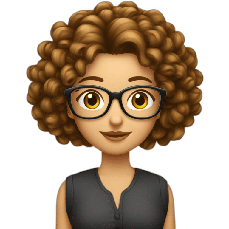 Fille cheveux long boucle châtain avec des lunette rectangulaire  emoji