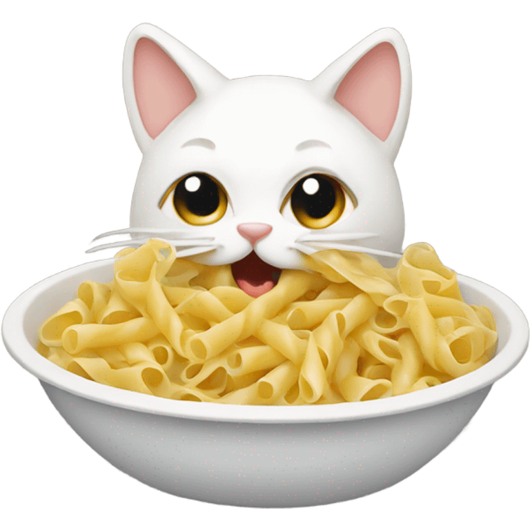 Cat eating pasta emoji