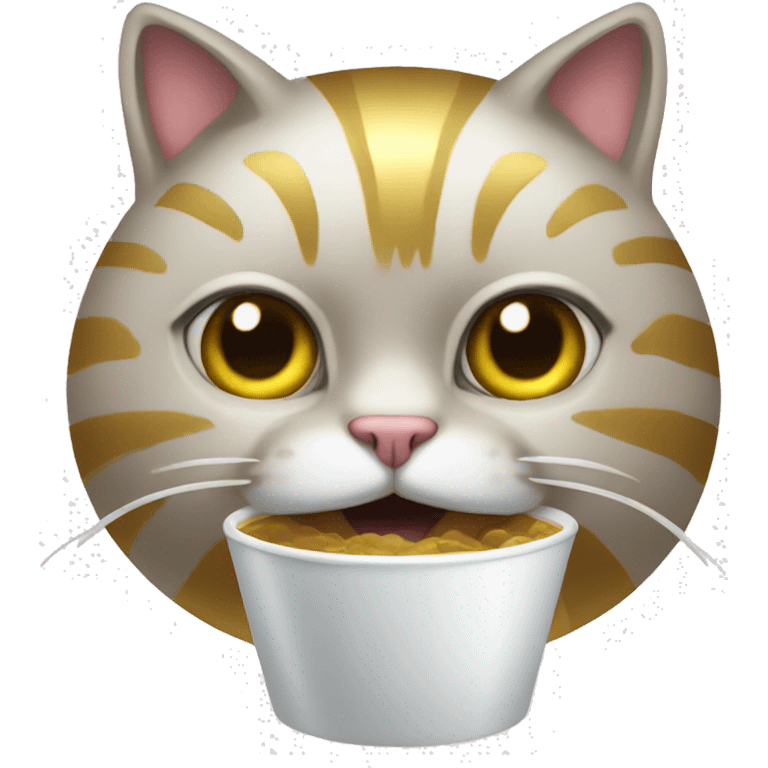 Cat with gold teeth and double cup emoji