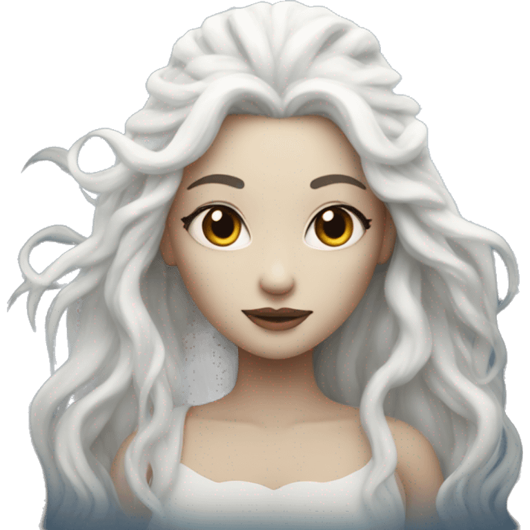 Moon goddess with long white hair  emoji