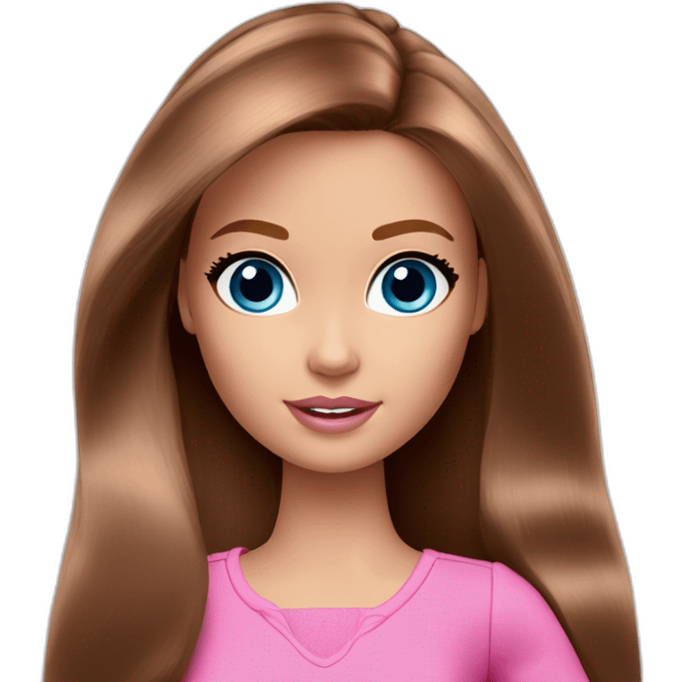 Barbie pink long brown hair blue eyes emoji