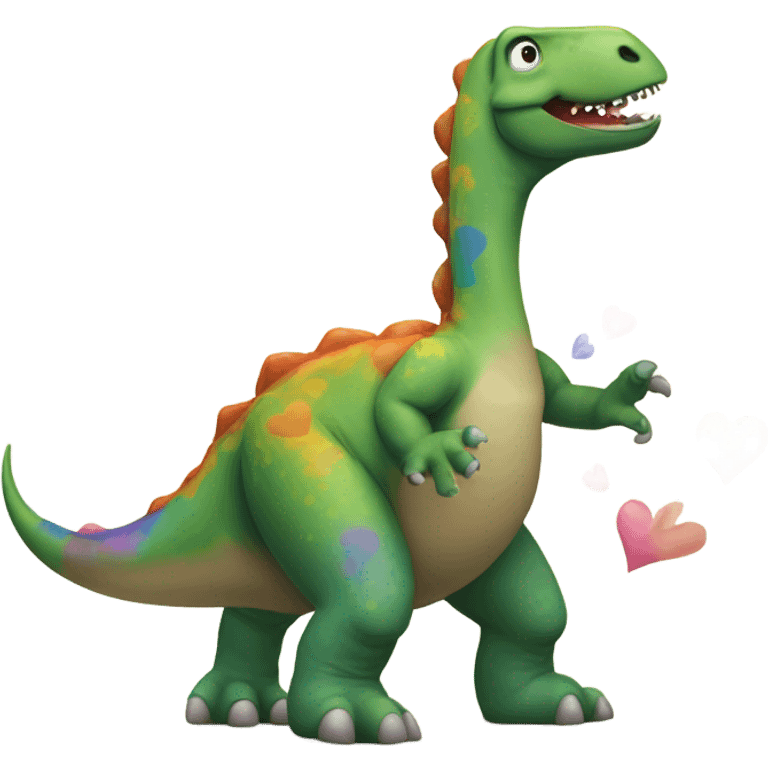 Dinosaur with hearts dancing  emoji