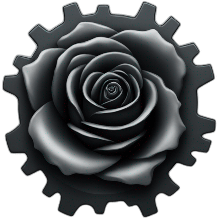 Black Rose in a mechanical gear emoji