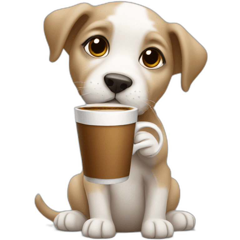 Puppy drinking coffee emoji